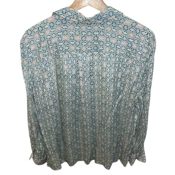 LAFAYETTE 148 New York Leaf Print Silk Blend Button Down Blouse - Picture 3 of 6